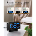 Miniatyrbild 6 av 7: Digital väckarklocka för sovrum, digital klocka med modern kurva, tydliga blå LED-siffror, 5 nivåer ljusstyrka + av, 2 volymer, 3 blå