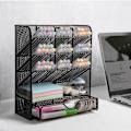 Miniatyrbild 6 av 8: Metl n Orgnizer, ncil Holder for Desk, Desk Orgnizer wi Drwer for hool, Home, rt Supplies (Blck) Blck Black