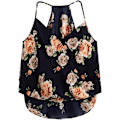 Miniatyrbilde 1 av 3: Kvinners ermeløs vri foran wrap cami tank topp med spaghetti stropp tee