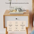 Miniatyrbild 6 av 7: Digital väckarklocka, kreativ tydlig digital klocka med transparent stor skärm Temp/Fuktighet/Datum Visning Elektronisk väckarklocka Skrivbord Guld