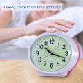 Miniatyrbild 2 av 8: Analog Talking Alarm Clock - Talar tydligt tid och datum - Lätt att använda med stora siffror på en luminescerande bakgrund för demens,