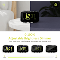 Miniatyrbild 2 av 7: Väckarklockradio för sovrum - 000 % dimmer, 2 USB-laddare, dubbelalarm med vardags-/helgläge, FM-radio med automatisk avstängningstimer, batteribackup, trä