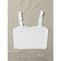 Miniatyrbilde 2 av 4: Kvinners Volang Trim Stropp Bånd Knute Ruched Front Bustier Crop Top