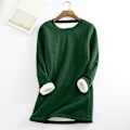 Miniatyrbillede 3 af 7: Stribet Fleece Pullover med Juleprint, Rund Hals, Rund Hals, Pasform Pullover Toppe, Mode Langærmet Træning A-grøn Stor A-grøn Stor
