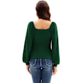 Miniatyrbilde 4 av 5: Kvinners lanterne langarmet bluse retro slim fit sweetheart halsringning skjorte