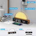 Miniatyrbilde 7 av 7: Soloppgang Vekkerklokke, Vekkelysstimulator, Sengelampe Fargenattlys med USB-lader, Søvnhjelp, Høy Sollys Vekkerklokke for