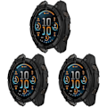Pikkukuva 1 / 5: 3 kpl Kellon kuori Yhteensopiva Garmin Fenix 8 51mm (Ei Solar-versio) Älykellon kuori Pehmeä TPU-kotelo (Musta, Musta, Musta) Musta, Musta, Musta