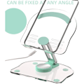 Miniatyrbillede 5 af 5: Akryl Tablet Stand Holder med 360 Graders Roterende Base, Foldbar Justerbar Transparent Tablet Holder til Skrivebord Hjemmekontor, Kompatibel med iPad Pro Air M