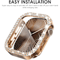 Pikkukuva 5 / 5: 2 kpl Apple Watch Bling -koteloita näytönsuojalla 46 mm Series 10, Bling-kristallitimantti-strassi-puskuri kova PC ohut suojakuori iWatchille