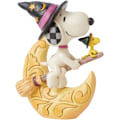 Miniatyrbillede 1 af 7: Enesco Peanuts af Jim Shore     Collection Witch Snoopy og Woodstock Flyvende Over Moon Figurine- Stenharpiks Håndlavet Malet Samleobjekt
