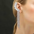 Miniatyrbillede 4 af 5: Kvindernes Krystal Rhinestone Blad Kvaster Klatrere Crawler Øreringe Sjov Guld