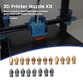 Miniatyrbillede 5 af 5: 20-delt sæt, Messing+Rustfrit stål MK8 Dyser Ekstruder Print Hoved med Dysrenser Værktøj