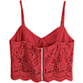 Miniatyrbilde 2 av 4: Kvinners Casual Blonder Heklet Spaghetti Stropp Glidelås Cami Crop Top Camisole