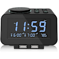 Miniatyrbild 8 av 8: Digital väckarklocka radio-000% dimmer, dubbelalarm i veckodags-/helgläge, 6-tons justerbar volym, FM-radio med sömntimer, snooze, 2 USB