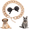Miniatyrbillede 1 af 5: Kattesolbriller, Retro Kitten Solbriller med Rose Gold Chain Eye UV