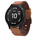 Miniatyrbillede 1 af 5: For Garmin Fenix 6s Pro 20mm Læder Rem med Spænde i Rustfrit Stål YEP Brown
