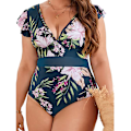 Miniatyrbillede 2 af 4: Plus Size V-hals badedragt til kvinder