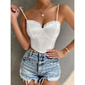 Miniatyrbilde 4 av 5: Kvinners ermeløs kjede spaghetti stropp flekk cami crop topp bustier