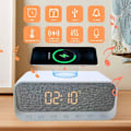 Miniatyrbild 2 av 7: Väckarklocka Radio, Sängbords LED Väckarklocka med USB-laddare & Trådlös QI-laddning, 5.2 Bluetooth-högtalare, FM-radio för djupsövande Vit Vit