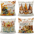 Miniatyrbilde 1 av 5: Set med 4 høstk putetrekk (45 x 45 cm) med Hello Pumpkin-design