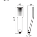 Miniatyrbilde 2 av 5: M20202 Firkantet Dusjhode - Høyt Trykk Regnfall & Sparemoduser - Universal 1/2\" Håndholdt for Badekarbatterier (Krom)