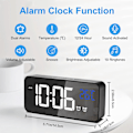 Miniatyrbild 2 av 5: Digital Väckarklocka - USB Uppladdningsbar med Temperaturvisning, Snooze & Dubbla Alarm för Sovrum, Kontor & Resor
