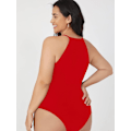 Miniatyrbild 2 av 5: Kvinnors Plus Size Halterneck Åtsittande Cami Bodysuit Topp