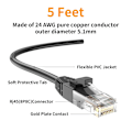 Miniatyrbilde 2 av 5: 5 fot (5-pakning) Cat 5E Ethernet-patchkabel, Rj45-dator