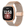 Miniatyrbild 1 av 3: Universell metallrem i rostfritt stål med spänne till Fitbit Versa 4 / Sense 2 RTJ Rose Gold
