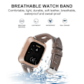 Miniatyrbillede 4 af 5: For Fitbit Versa 2 Læder Midteråbning Urrem IDZ Powder Gray