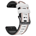 Miniatyrbillede 3 af 4: For Garmin Fenix 7 Tricolor Stitching Silikone Læder Rem White