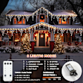 Miniatyrbillede 2 af 8: Julelys Net, 13,5ft 196 LED Vandtætte Udendørs Juledekorationer, 8 Tilstande LED Netlys med Fjernbetjening, Dæmpbare Netlys med 11