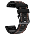 Miniatyrbillede 3 af 4: Til Garmin Fenix 7 Tricolor Stitching Silikone Læder Rem GUR Black