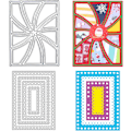 Miniatyrbild 1 av 5: Stansformar för kort (2 st) - Rektangulärt rutnät ram metallstansar för scrapbooking