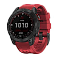 Miniatyrbillede 4 af 5: For Garmin Fenix 7 / 6 Pro / 5 Plus 22mm Sort Spænde Silikone Urrem WSU Dark Red