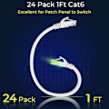 Miniatyrbilde 2 av 5: Patch-kablar Cat6 1 fot 24-pack. Ethernet patchkabel 10G