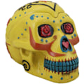 Miniatyrbilde 1 av 9: Retro Skull Style Hjemme Askebeger, Kompakt Kule Gravering Flamme Effekt Dekorativ Statue Resin Skulls and Crossbones Flammer Askebeger for Spooky Skeleton