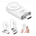 Miniatyrbillede 1 af 7: Justerbar iWatch-oplader kompatibel med Apple Watch-oplader til rejser, kontor, hjem, bil, roterende USB A-stik Hvid  Hvid  Hvid  Hvid