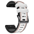 Miniatyrbillede 3 af 5: For Garmin Fenix 7x Tricolor Stitching Silikone Læder Rem SIV White