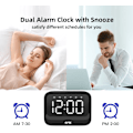 Miniatyrbild 2 av 6: Väckarklocka med Bluetooth-högtalare för sovrum, högljudd digital klocka för tunga sovare, vuxna, skrivbord med dubbla larm, stor svart