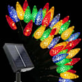 Miniatyrbillede 1 af 6: Solcelledrevne julelys, 50 LED 8 tilstande C6 jordbær flerfarvede lyskæde vandtæt genopladelige udendørs have fe lys til