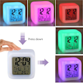 Miniatyrbild 3 av 5: 7 färger LED väckarklocka digital termometer väckarklocka nattlampa för barn sovrum heminredning 3D brandbil vit vit