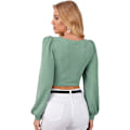 Miniatyrbilde 2 av 5: Elegant damebluse med hjerteformet utringning, lange ermer og kort topp