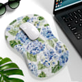 Miniatyrbild 1 av 7: Blå Hortensia Ergonomisk Musmatta med handledsstöd, Vit Söt Blå Blommig Musmatta Kawaii Handledsstöd Smärtlindrande Musmatta med Minnesskum Blå