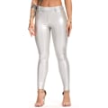 Miniatyrbild 2 av 5: Kvinnors Leggings i konstläder Byxor PU Elastiskt formande höft
