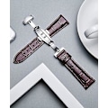 Miniatyrbild 2 av 4: Läderklockarmband Ersättning Alligator Rem För Män Kvinnor Med Silver Fjärils Deployment Spänne Dark brown 22mm