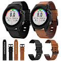 Miniatyrbild 3 av 4: För Garmin Forerunner 935 22mm Läder Stål Spänne Klockarmband JZC Brown
