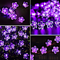 Miniatyrbillede 6 af 7: Fairy Flower String Lights Lilla Dekorative Lys 33 Fod 100LED Stjerneformet Kirsebærblomst Belysning, Blomsterlampe til Jul Halloween Bryllup