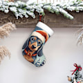 Miniatyrbillede 6 af 8: Glædelig Jul Sød Dackel Jule Strømper 45 cm, Bløde Jule Strømper, Klassiske Gaveholdere til Fest, Ferie, Pejs, Dekorationer