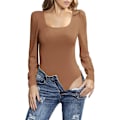 Miniatyrbilde 3 av 4: Kvinners Puff Lang Arm Kvadrat Hals Body Tank Top Elastisk Slim Fit Jumpsuits